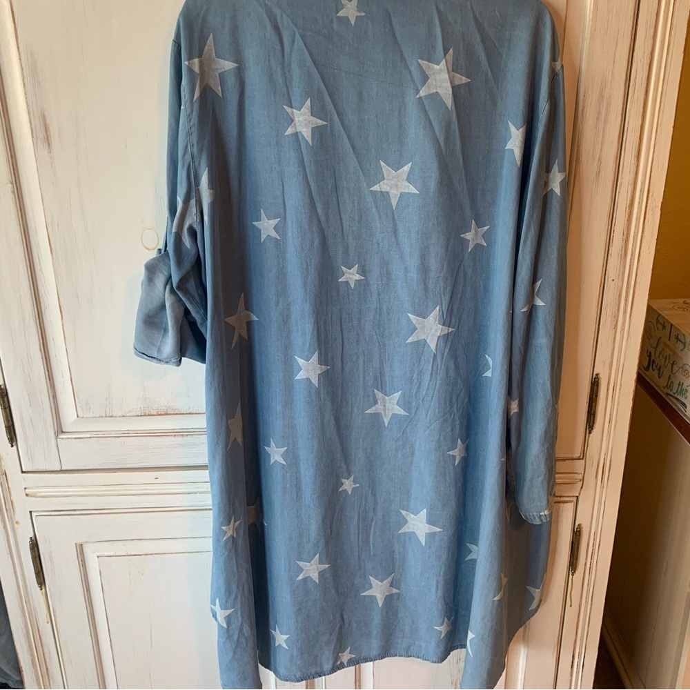 Venti6 Button Down Hi-Low Shirt Duster, - Picture 9 of 10